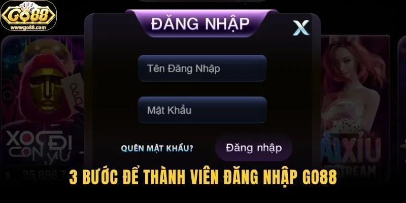 3 bước để thành viên đăng nhập Go88